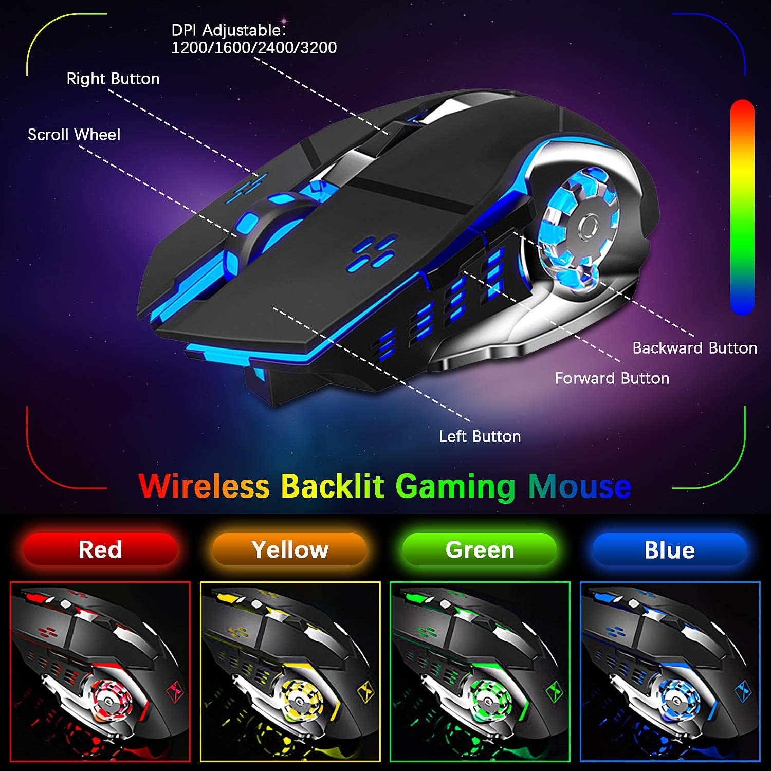 Wireless Gaming Rainbow Nion Keyboard and Mouse