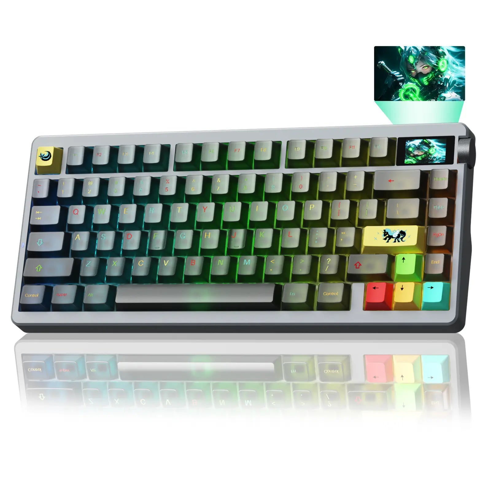 Aula Nova75 Wireless Mechanical Keyboard - Customizable 75% Gasket Mounted RGB Gaming Keyboard with TFT Screen, Tri-Mode Hot-Swappable, 8000mAh Battery for Mac, Windows, iOS, Android & Esports