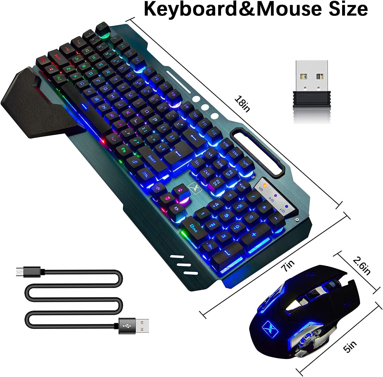 Wireless Gaming Rainbow Nion Keyboard and Mouse