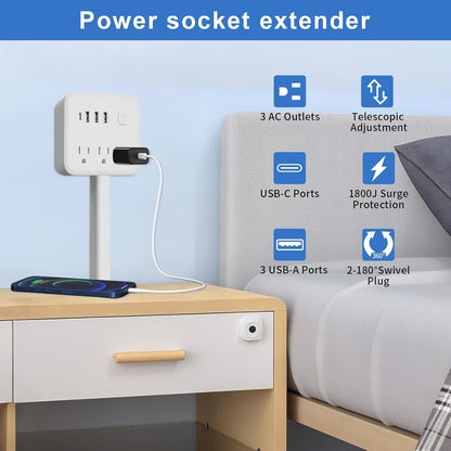 Electrical Outlet Extender Stick 18-28 Extendable Power Strip