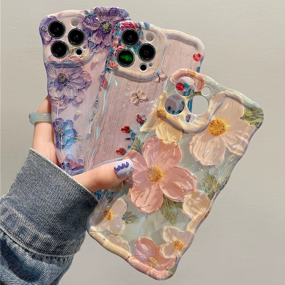 Stylish Phone Case for Iphone Retro Oil Painting Flower
