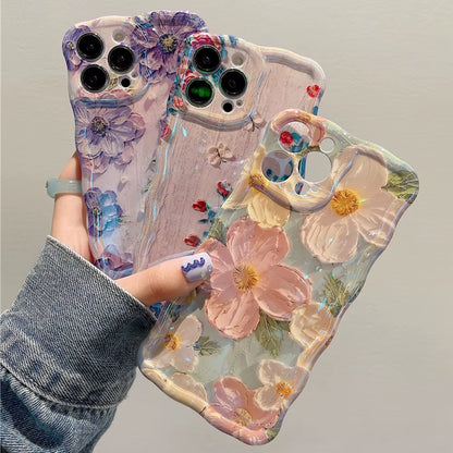 Stylish Phone Case for Iphone Retro Oil Painting Flower