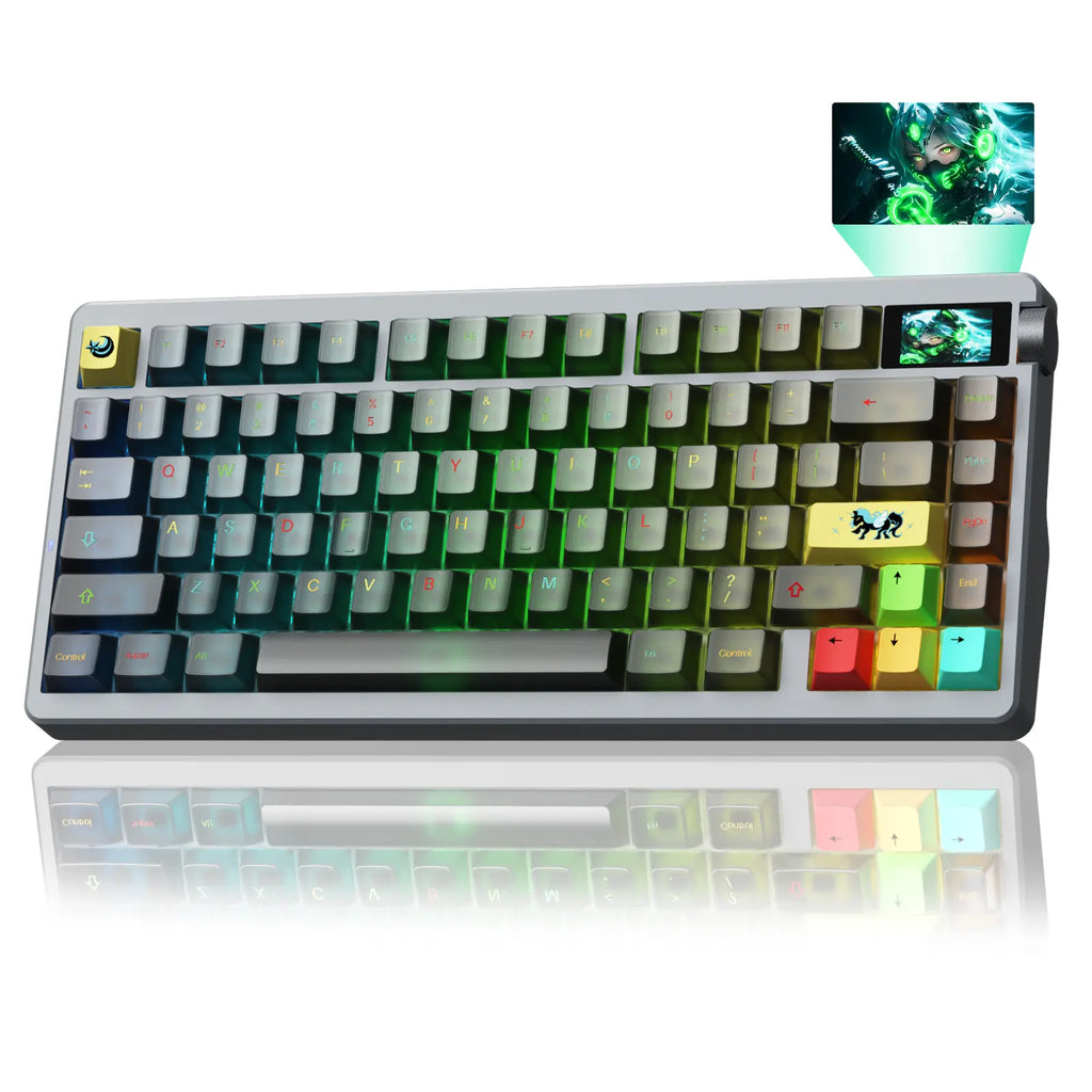 Aula Nova75 Wireless Mechanical Keyboard - Customizable 75% Gasket Mounted RGB Gaming Keyboard with TFT Screen, Tri-Mode Hot-Swappable, 8000mAh Battery for Mac, Windows, iOS, Android & Esports