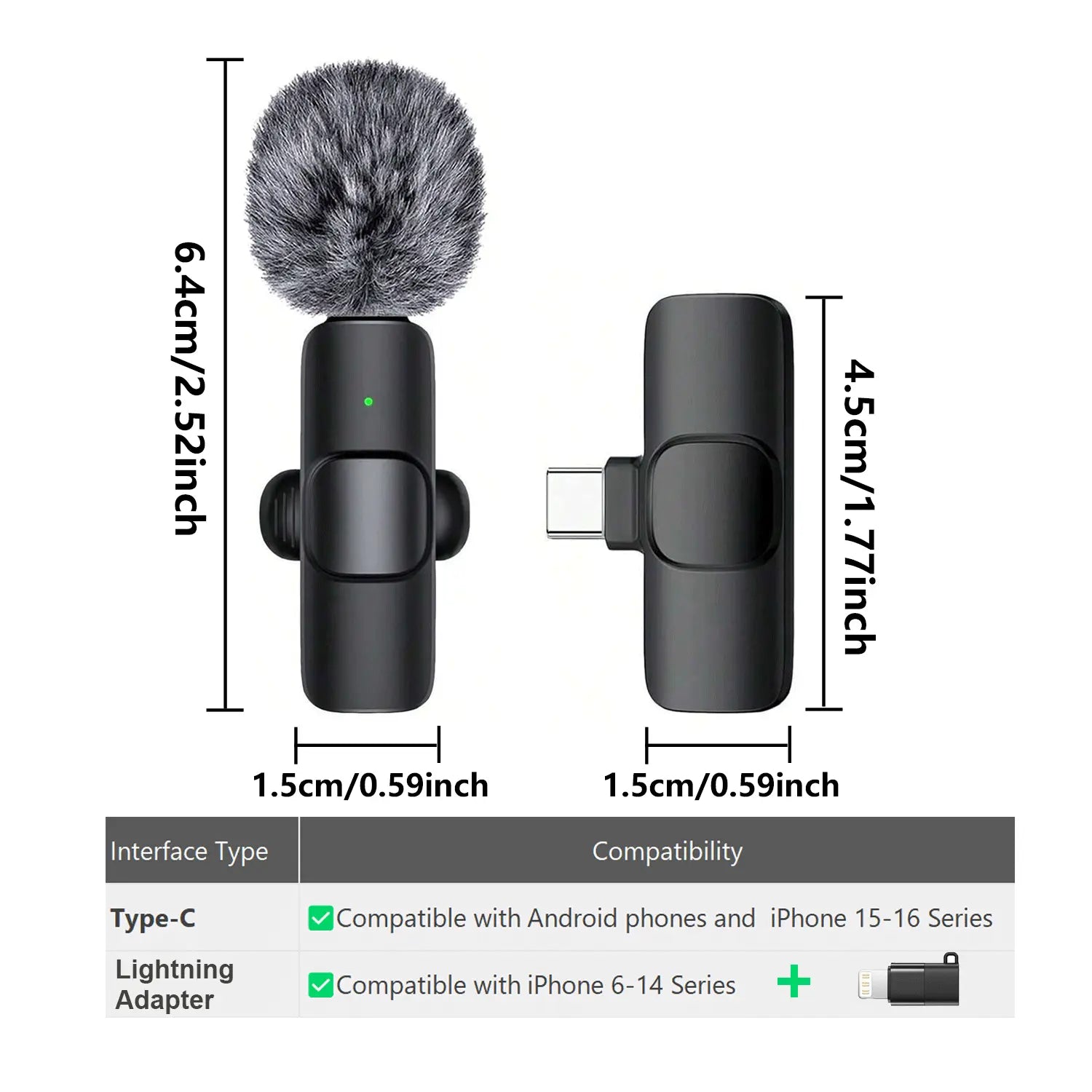 Hitozon Wireless Mini Microphone Portable USB C