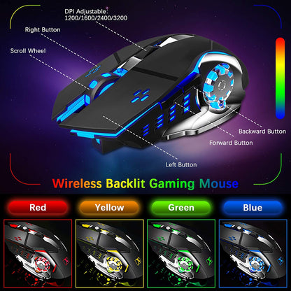 Wireless Gaming Rainbow Nion Keyboard and Mouse