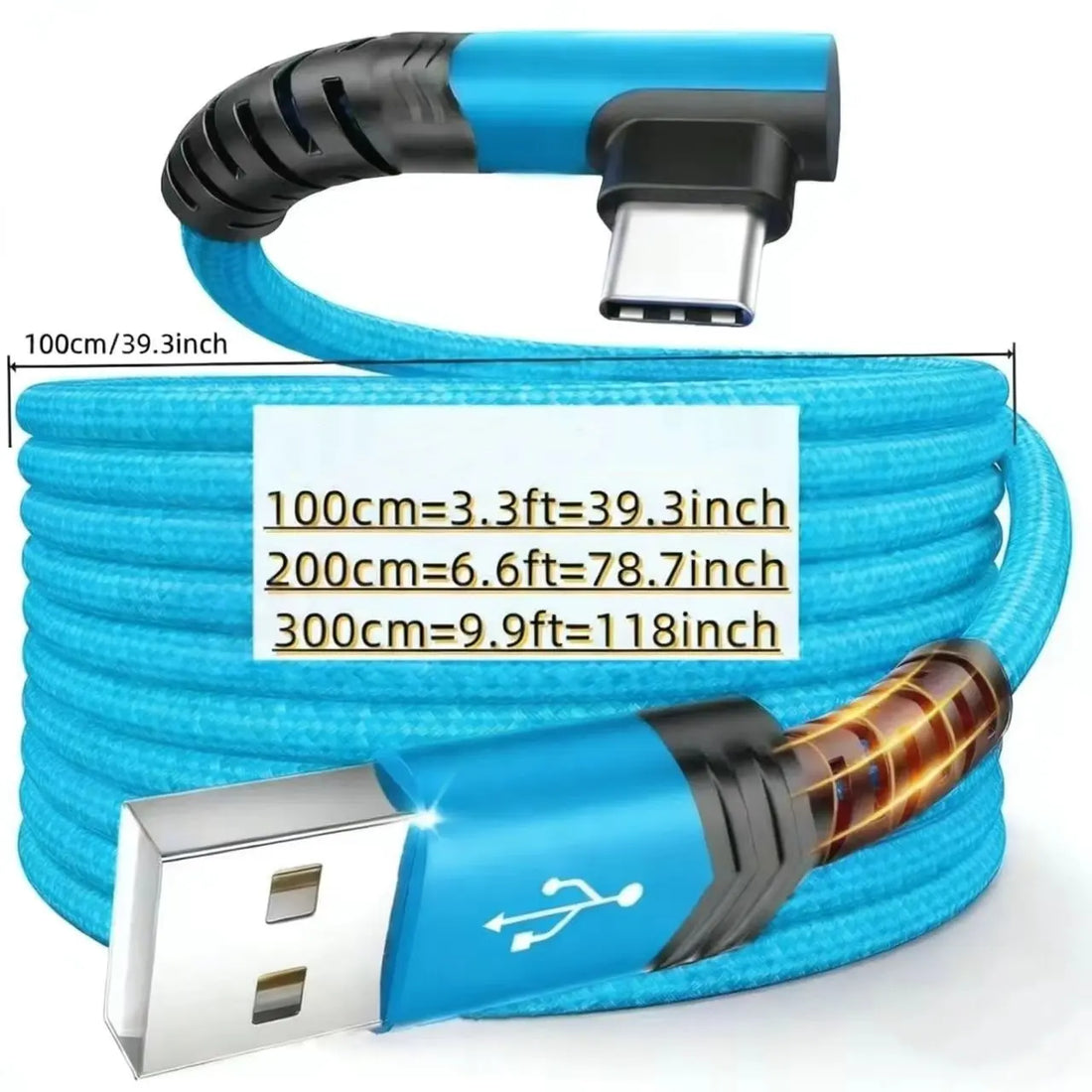 USB to USB C 90 Degrees Fast Charging Cable
