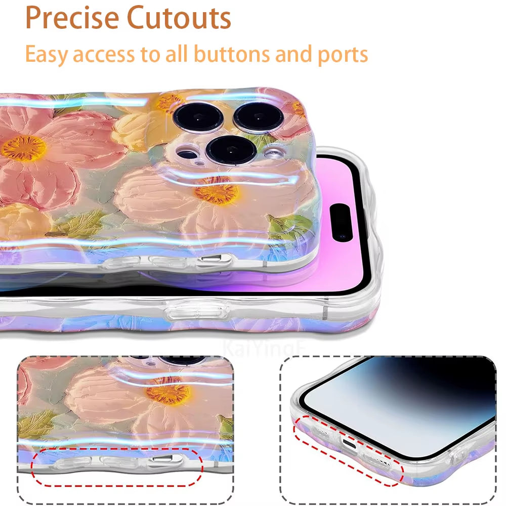 Stylish Phone Case for Iphone Retro Oil Painting Flower