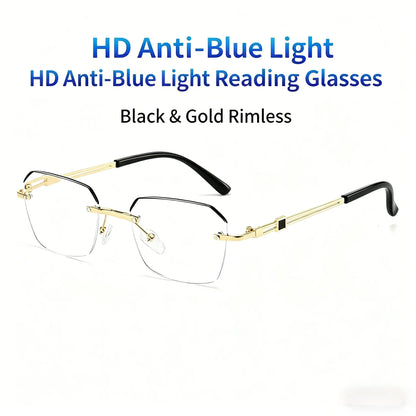 Modern Minimalist Frameless Blue Blocking Reading Glasses