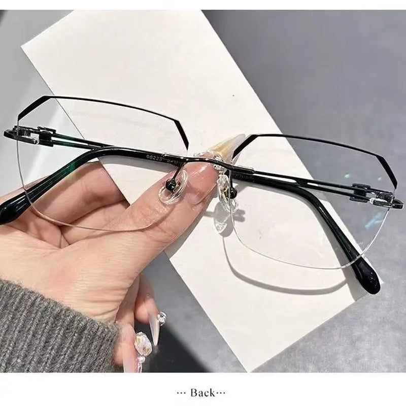 The Modern Minimalist Frameless Blue Blocking Reading Glasses, Ultra-Light Metal Build, Blue Light Defense for Focused Work, Gaming & Everyday Wear