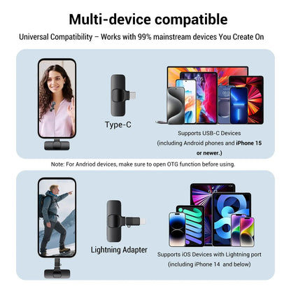 Hitozon Wireless Mini Microphone Portable USB C