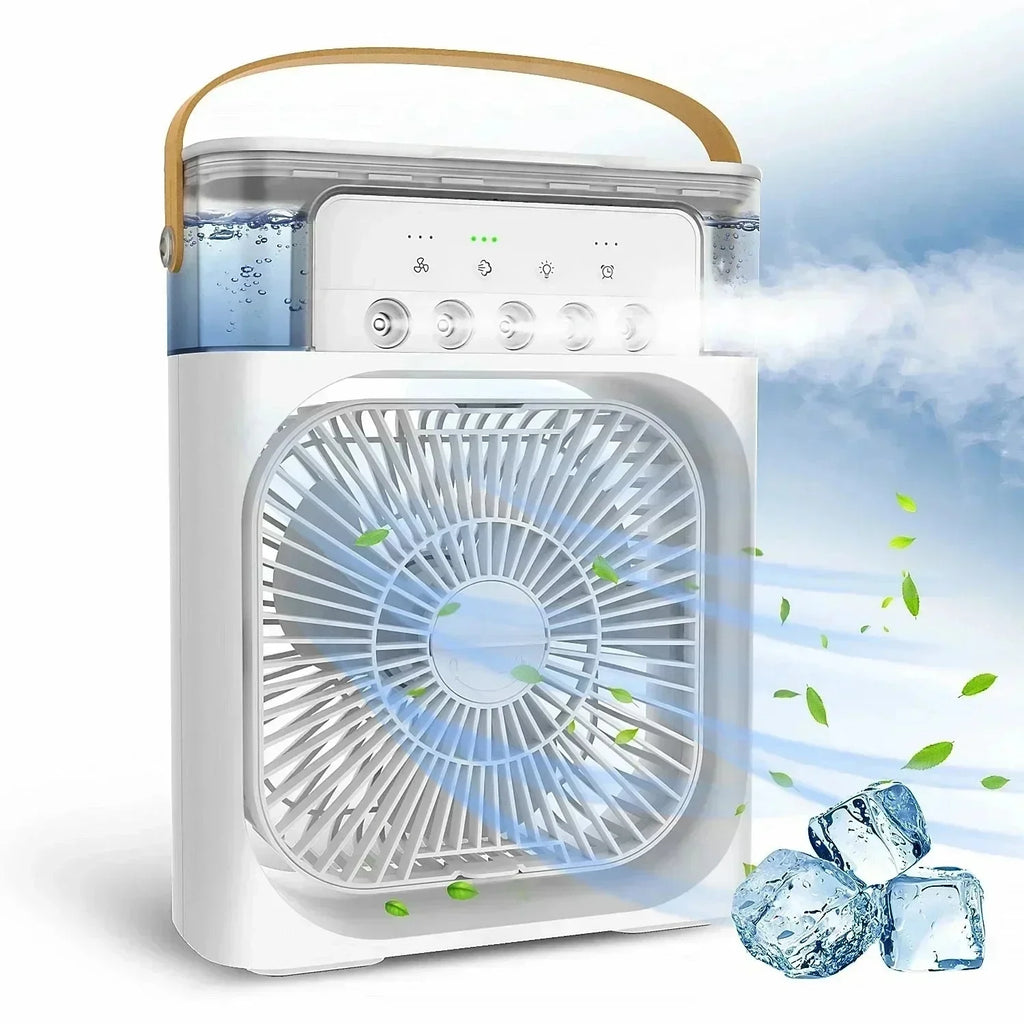 Fan - 3 in 1 Portable Desktop Humidifier Cooler USB Mini Air Conditioner Night Light Spray Quiet Summer Cooling for Home