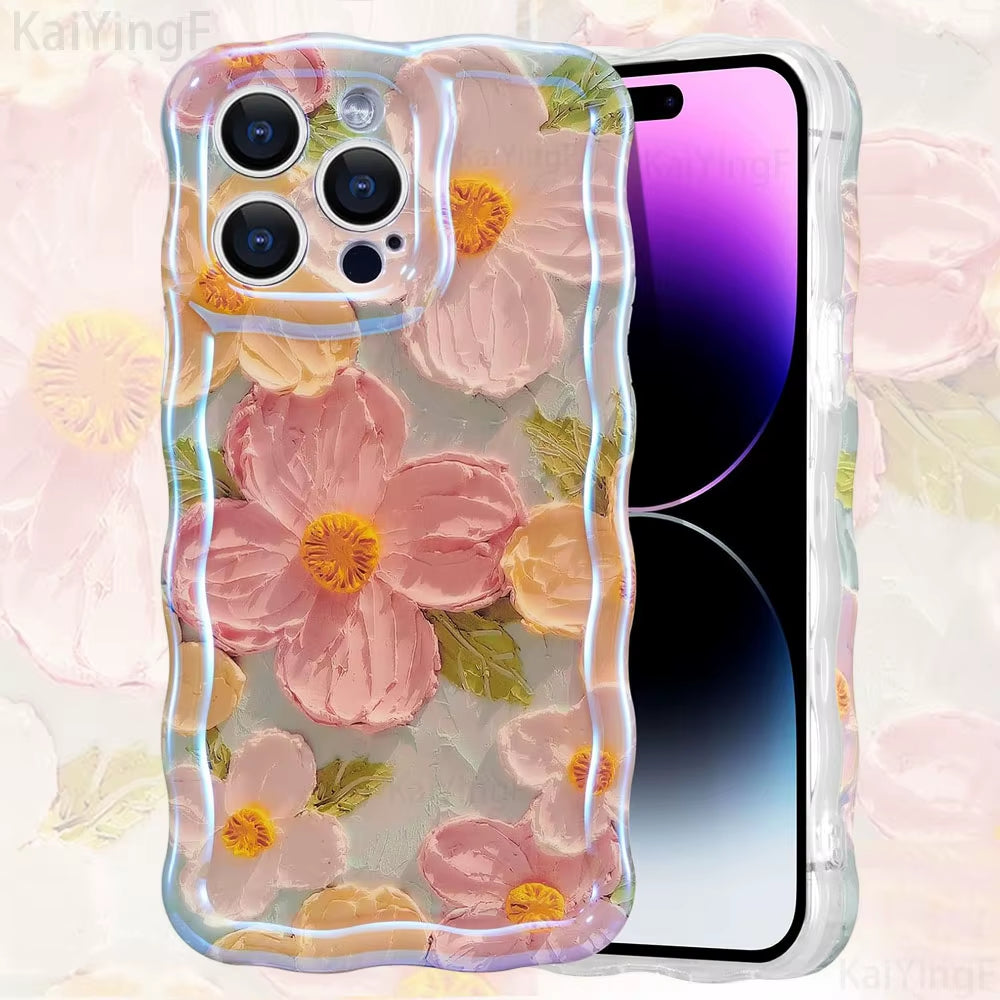 Stylish Phone Case for Iphone Retro Oil Painting Flower
