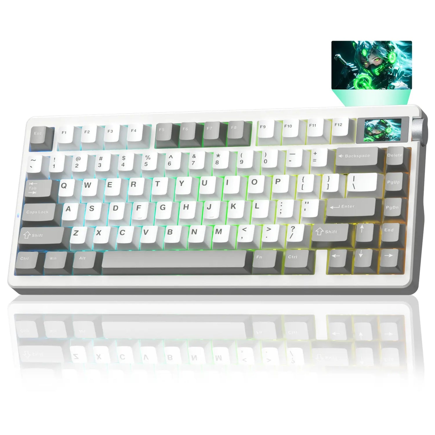 Aula Nova75 Wireless Mechanical Keyboard - Customizable 75% Gasket Mounted RGB Gaming Keyboard with TFT Screen, Tri-Mode Hot-Swappable, 8000mAh Battery for Mac, Windows, iOS, Android &amp; Esports