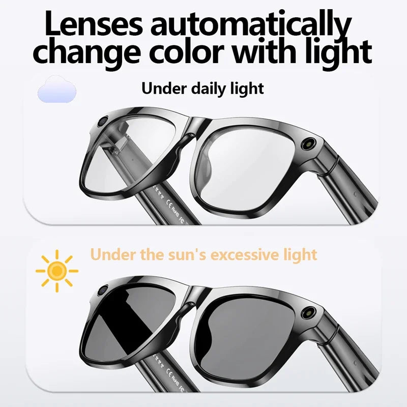 AI Smart Bluetooth Glasses 1080 HD Camera Glasses Real-Time Translation Voice Calling Music LED Display Outdoor Travel