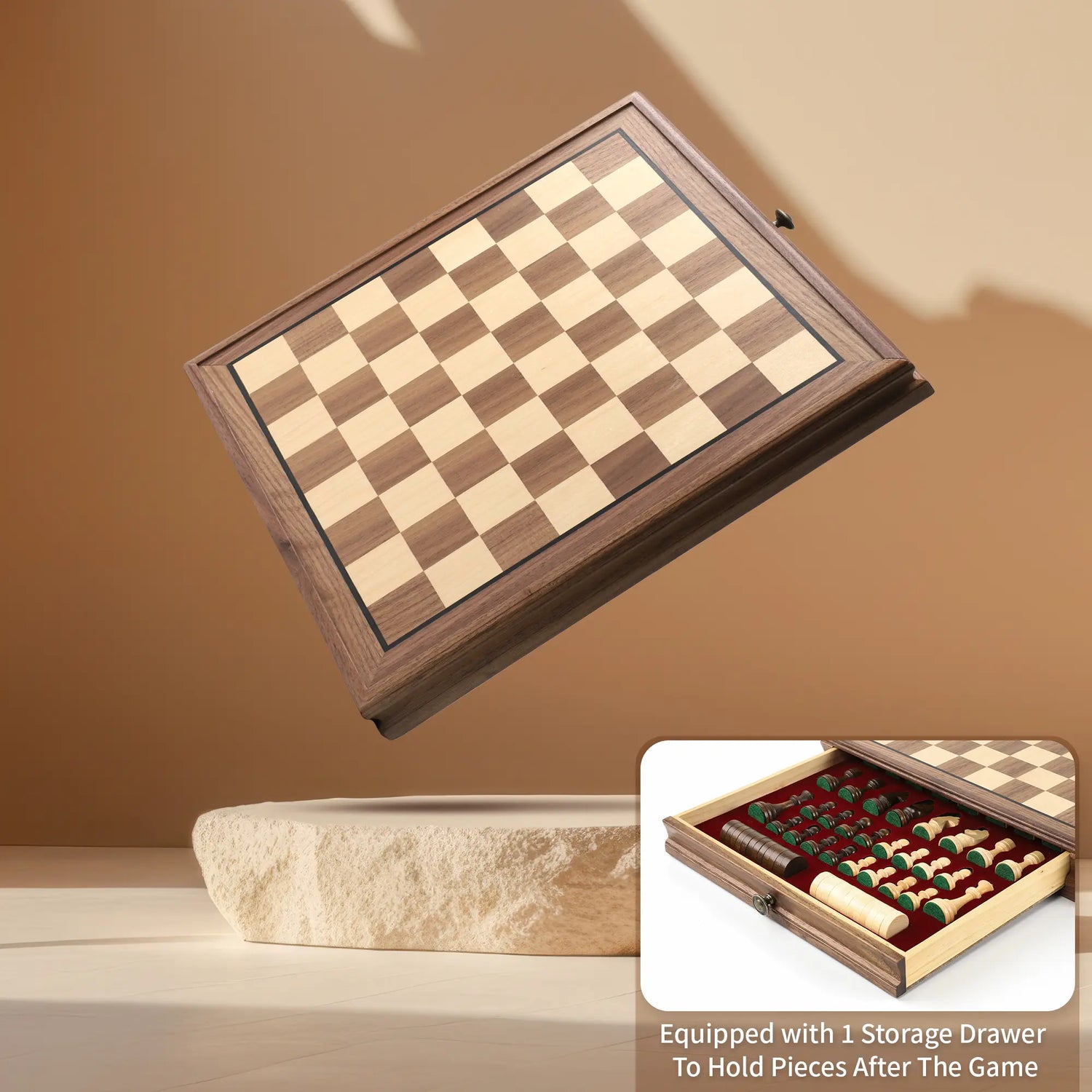 Black Walnut Chess Retro Drawer