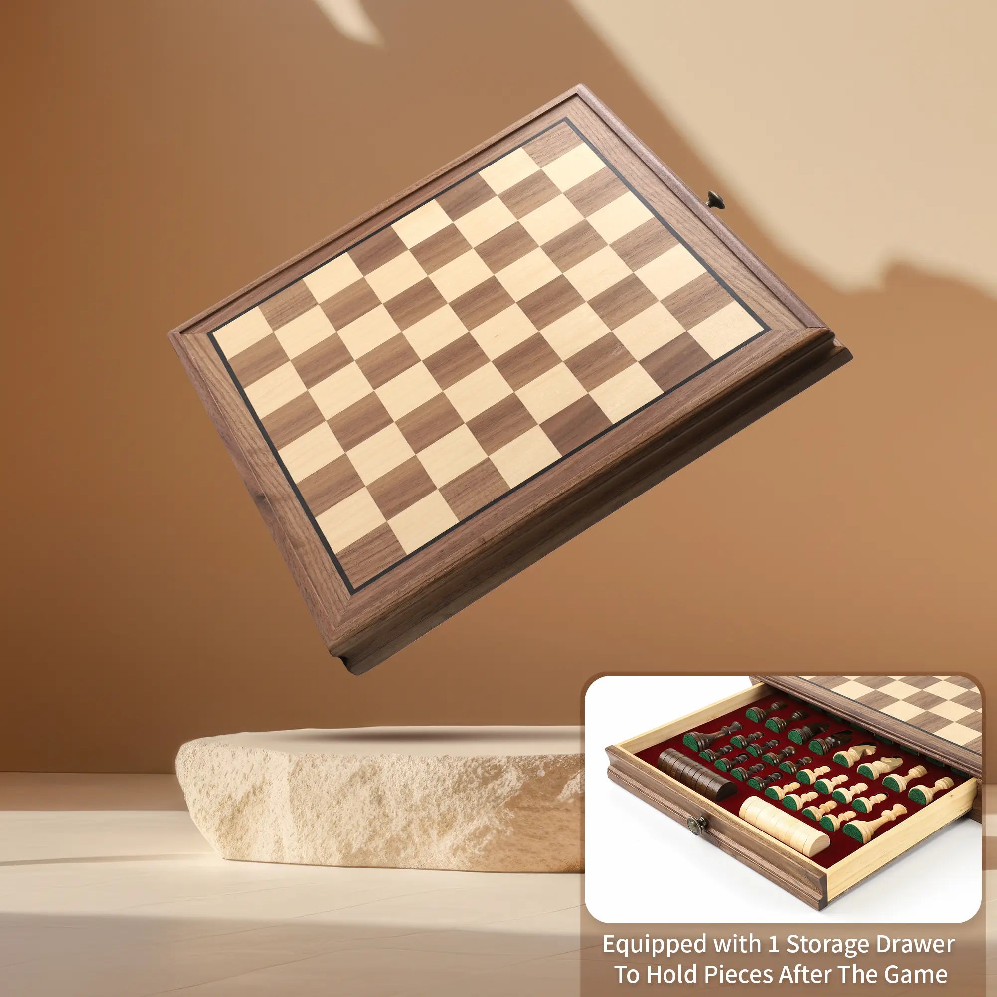Black Walnut Chess Retro Drawer