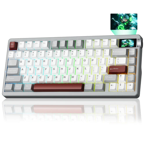 Aula Nova75 Wireless Mechanical Keyboard - Customizable 75% Gasket Mounted RGB Gaming Keyboard with TFT Screen, Tri-Mode Hot-Swappable, 8000mAh Battery for Mac, Windows, iOS, Android & Esports