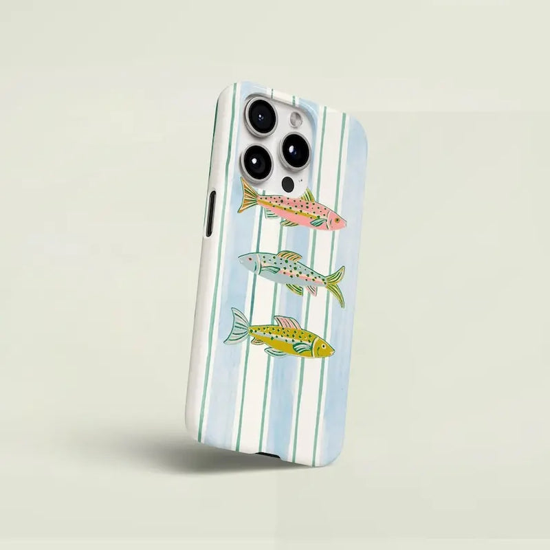 Sardines Coastal Retro Stripe 2-in-1 Phone Case - Durable & Stylish Protection for iPhone 11-17 Series - Perfect Gift for Friends!