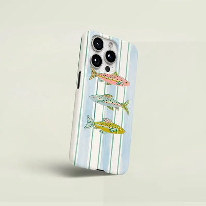 Sardines Coastal Retro Stripe 2-in-1 Phone Case - Durable &amp; Stylish Protection for iPhone 11-17 Series - Perfect Gift for Friends!