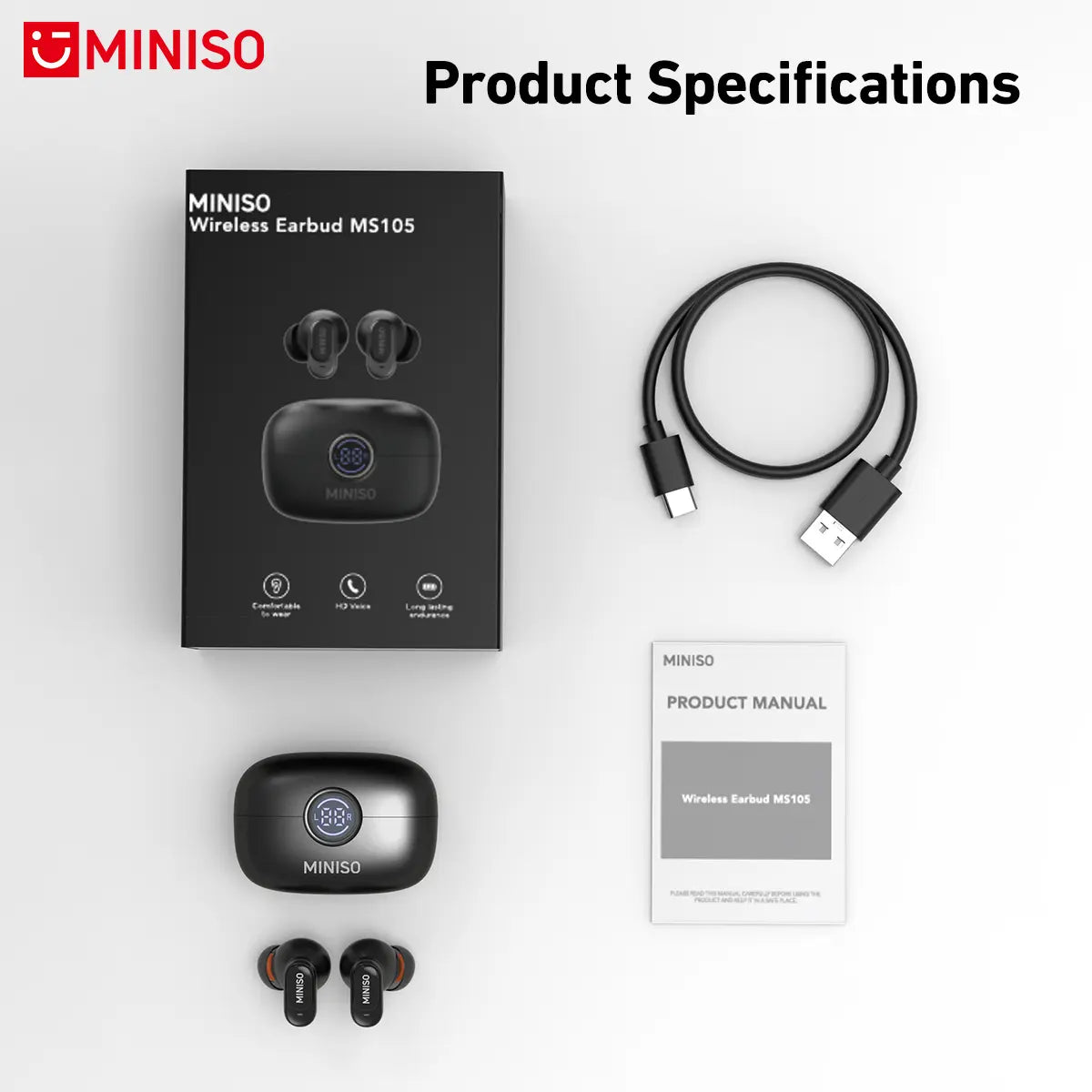 MINISO MS105 Wireless Earbuds Bluetooth 6.0 Earphones