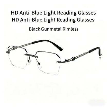 Modern Minimalist Frameless Blue Blocking Reading Glasses