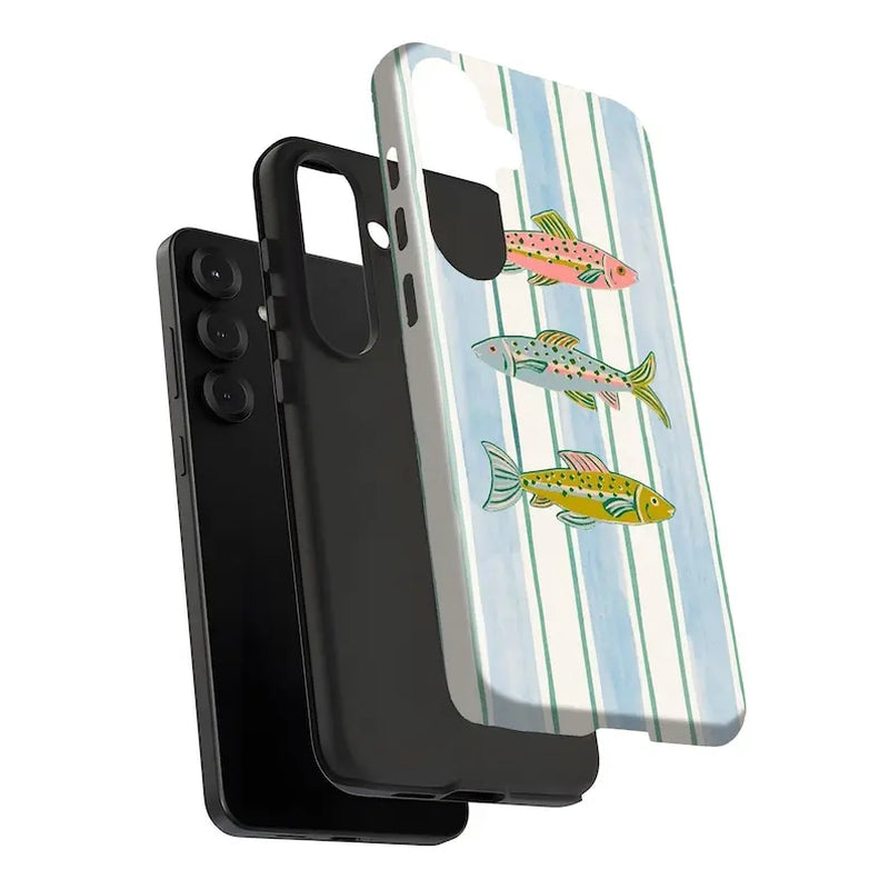 Sardines Coastal Retro Stripe 2-in-1 Phone Case - Durable & Stylish Protection for iPhone 11-17 Series - Perfect Gift for Friends!