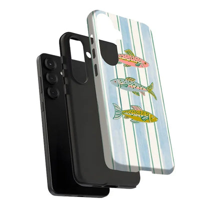 Sardines Coastal Retro Stripe 2-in-1 Phone Case - Durable &amp; Stylish Protection for iPhone 11-17 Series - Perfect Gift for Friends!