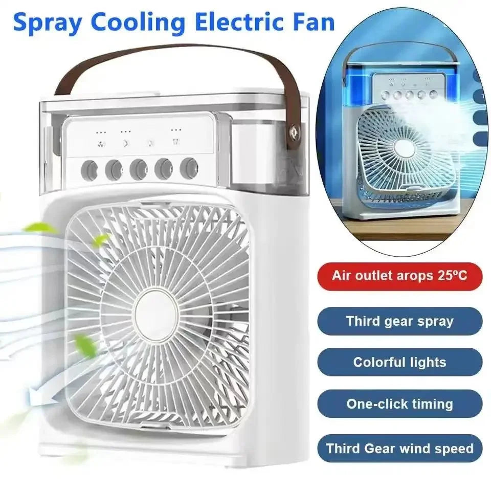 Fan - 3 in 1 Portable Desktop Humidifier Cooler USB Mini Air Conditioner Night Light Spray Quiet Summer Cooling for Home