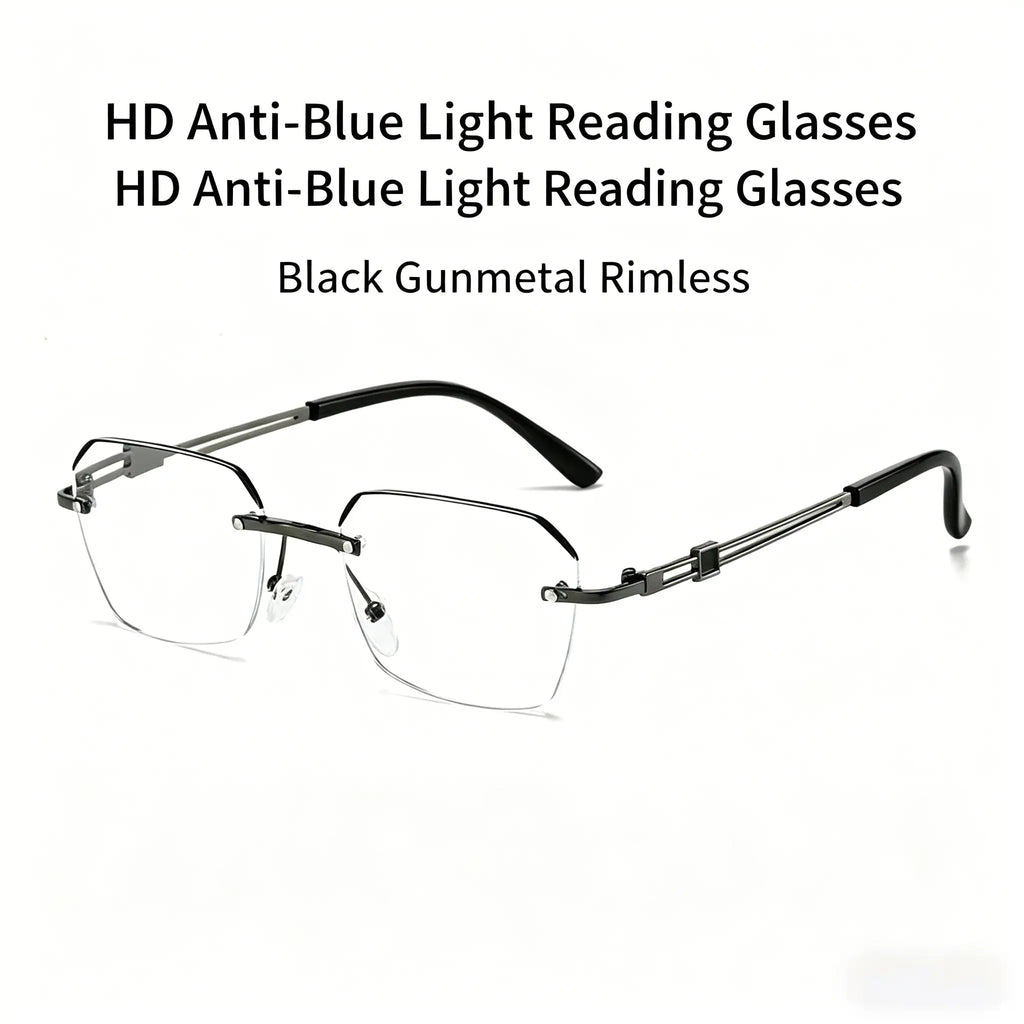 The Modern Minimalist Frameless Blue Blocking Reading Glasses, Ultra-Light Metal Build, Blue Light Defense for Focused Work, Gaming & Everyday Wear
