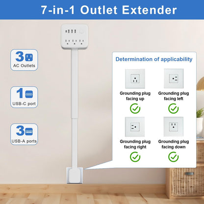 Electrical Outlet Extender Stick 18-28 Extendable Power Strip