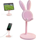 1 Pack Cute Phone Stand，Bunny Favor Cell Phone Stand for Desk，Cute Rabbit Phone Holder Compatible with Iphone, Kindle, Ipad, Switch, 4-10In All Phones (Pink)