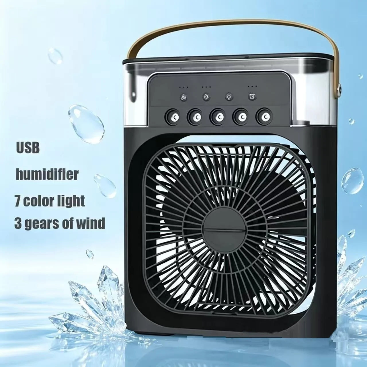 Fan - 3 in 1 Portable Desktop Humidifier Cooler USB Mini Air Conditioner Night Light Spray Quiet Summer Cooling for Home