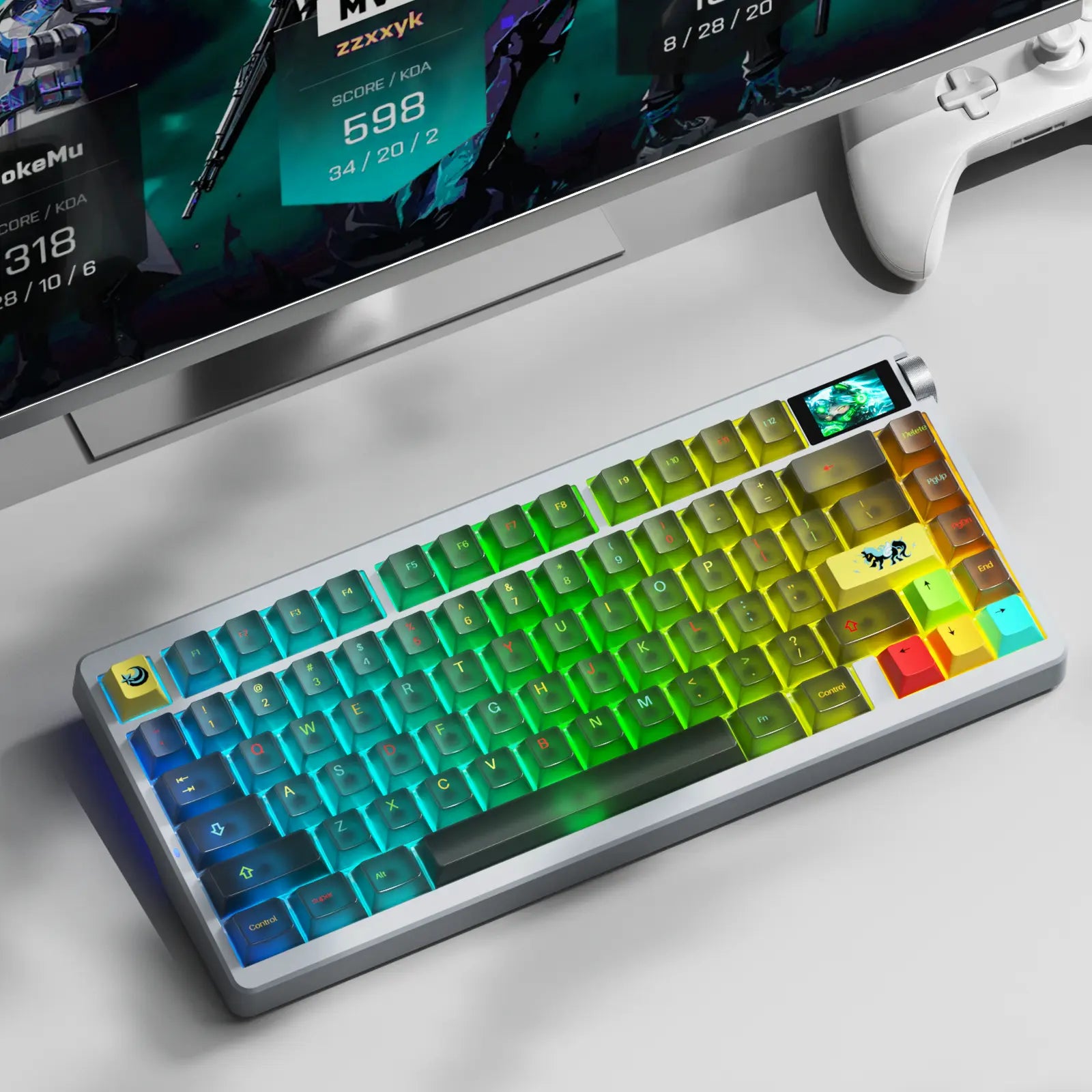 Aula Nova75 Wireless Mechanical Keyboard - Customizable 75% Gasket Mounted RGB Gaming Keyboard with TFT Screen, Tri-Mode Hot-Swappable, 8000mAh Battery for Mac, Windows, iOS, Android & Esports