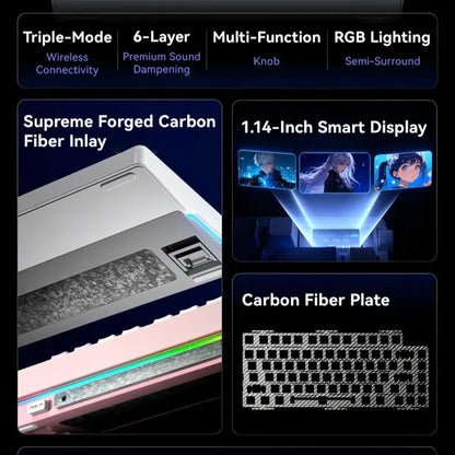 Aula Nova75 Wireless Mechanical Keyboard - Customizable 75% Gasket Mounted RGB Gaming Keyboard with TFT Screen, Tri-Mode Hot-Swappable, 8000mAh Battery for Mac, Windows, iOS, Android &amp; Esports